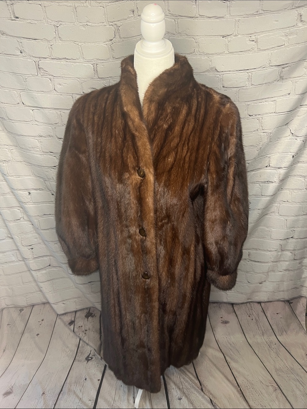 Vintage Flemington Furs Genuine Mink Full Length Brown Fur Coat Luxury